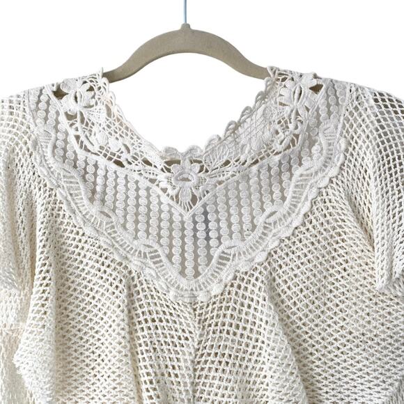 Ranna Gill Anthropologie Mesh White Peplum Top NWTs size medium - Picture 5 of 11